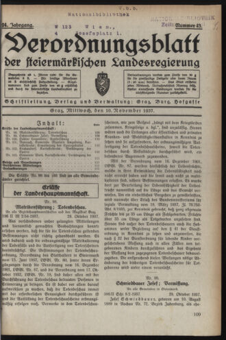 Verordnungsblatt der steiermärkischen Landesregierung 19371110 Seite: 1