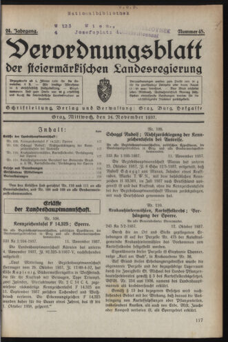 Verordnungsblatt der steiermärkischen Landesregierung 19371124 Seite: 1