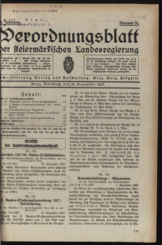 Verordnungsblatt der steiermärkischen Landesregierung 19371229 Seite: 1