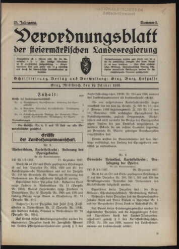 Verordnungsblatt der steiermärkischen Landesregierung 19380119 Seite: 1