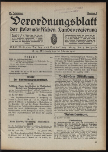 Verordnungsblatt der steiermärkischen Landesregierung 19380126 Seite: 1