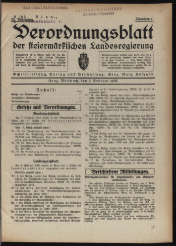 Verordnungsblatt der steiermärkischen Landesregierung 19380209 Seite: 1