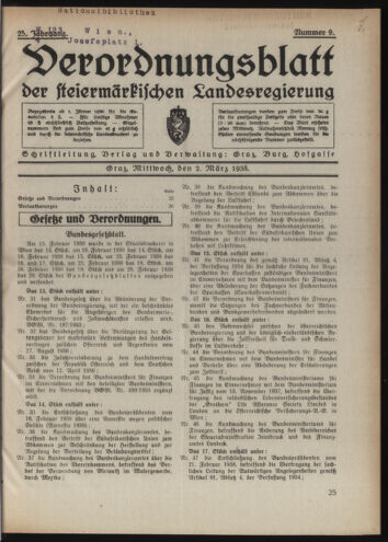 Verordnungsblatt der steiermärkischen Landesregierung 19380302 Seite: 1