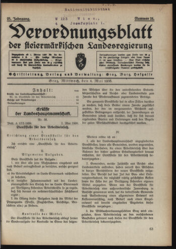 Verordnungsblatt der steiermärkischen Landesregierung 19380504 Seite: 1