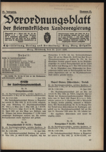 Verordnungsblatt der steiermärkischen Landesregierung 19380622 Seite: 1