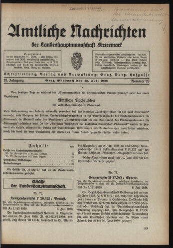 Verordnungsblatt der steiermärkischen Landesregierung 19380713 Seite: 1