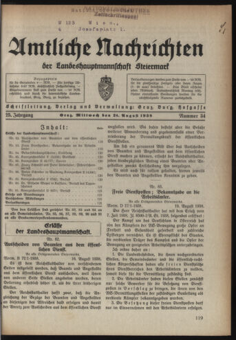 Verordnungsblatt der steiermärkischen Landesregierung 19380824 Seite: 1