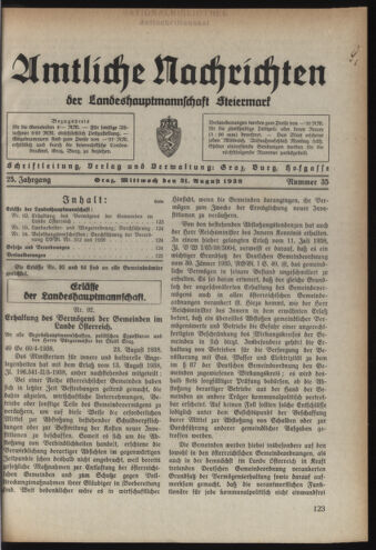 Verordnungsblatt der steiermärkischen Landesregierung 19380831 Seite: 1