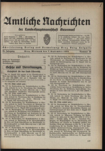 Verordnungsblatt der steiermärkischen Landesregierung 19380907 Seite: 1