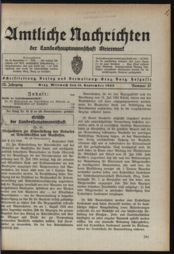 Verordnungsblatt der steiermärkischen Landesregierung 19380914 Seite: 1