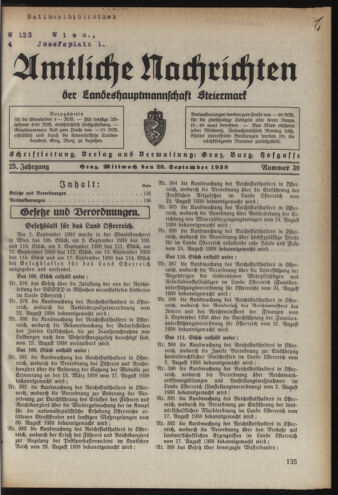 Verordnungsblatt der steiermärkischen Landesregierung 19380928 Seite: 1