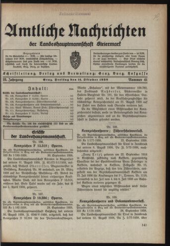 Verordnungsblatt der steiermärkischen Landesregierung 19381014 Seite: 1