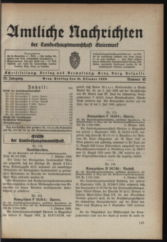 Verordnungsblatt der steiermärkischen Landesregierung 19381021 Seite: 1