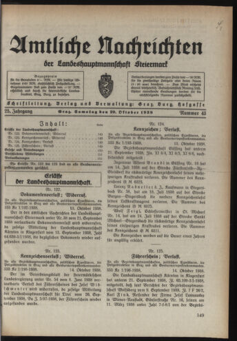 Verordnungsblatt der steiermärkischen Landesregierung 19381029 Seite: 1