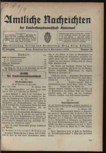 Verordnungsblatt der steiermärkischen Landesregierung 19381106 Seite: 1