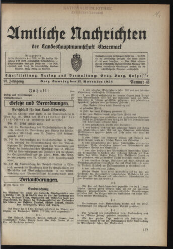 Verordnungsblatt der steiermärkischen Landesregierung 19381112 Seite: 1