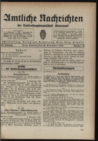 Verordnungsblatt der steiermärkischen Landesregierung 19381119 Seite: 1