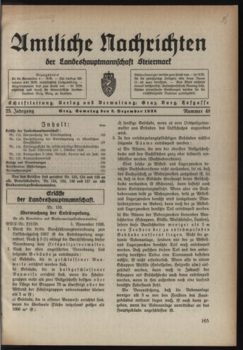 Verordnungsblatt der steiermärkischen Landesregierung 19381203 Seite: 1