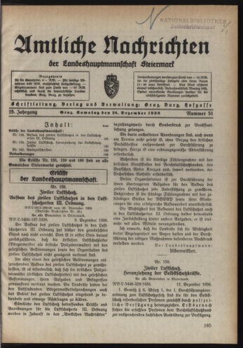 Verordnungsblatt der steiermärkischen Landesregierung 19381224 Seite: 1