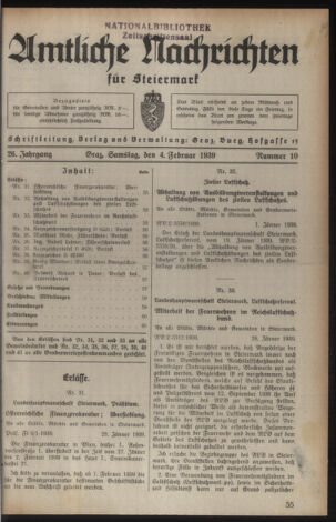 Verordnungsblatt der steiermärkischen Landesregierung 19390204 Seite: 1