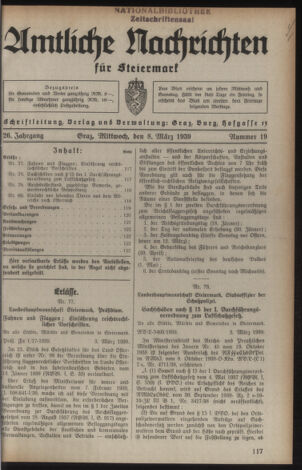 Verordnungsblatt der steiermärkischen Landesregierung 19390308 Seite: 1