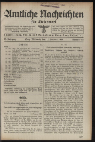 Verordnungsblatt der steiermärkischen Landesregierung 19391011 Seite: 1