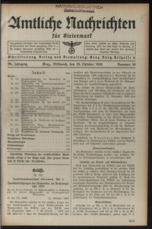 Verordnungsblatt der steiermärkischen Landesregierung 19391025 Seite: 1