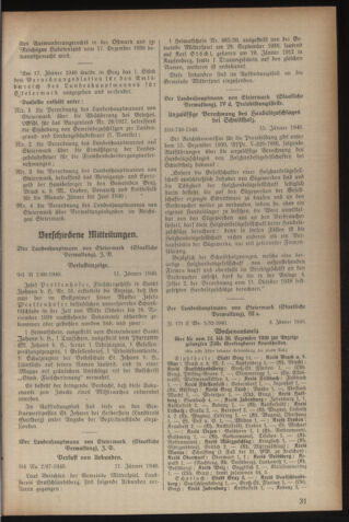 Verordnungsblatt der steiermärkischen Landesregierung 19400120 Seite: 5