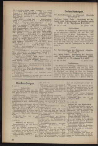 Verordnungsblatt der steiermärkischen Landesregierung 19400120 Seite: 6