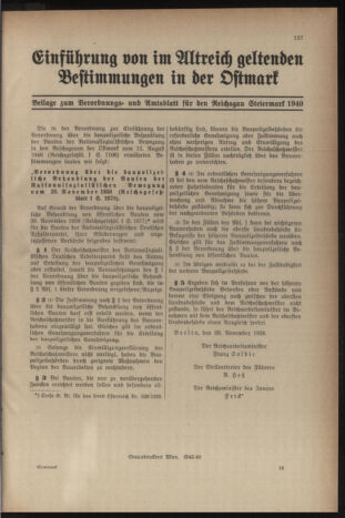 Verordnungsblatt der steiermärkischen Landesregierung 19401228 Seite: 153