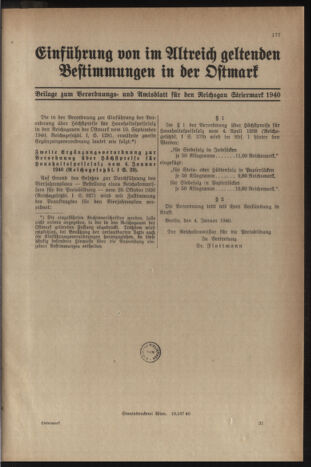 Verordnungsblatt der steiermärkischen Landesregierung 19401228 Seite: 203