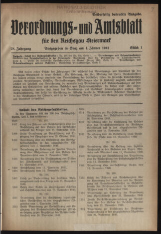 Verordnungsblatt der steiermärkischen Landesregierung 19410101 Seite: 1