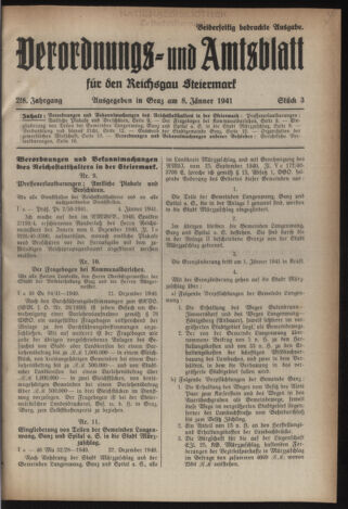 Verordnungsblatt der steiermärkischen Landesregierung 19410108 Seite: 1