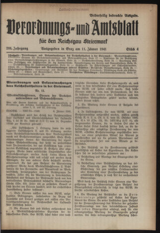 Verordnungsblatt der steiermärkischen Landesregierung 19410111 Seite: 1