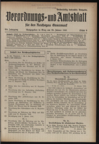 Verordnungsblatt der steiermärkischen Landesregierung 19410129 Seite: 1