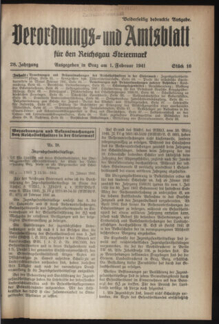 Verordnungsblatt der steiermärkischen Landesregierung 19410201 Seite: 1