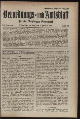 Verordnungsblatt der steiermärkischen Landesregierung 19410205 Seite: 1