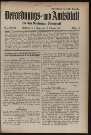 Verordnungsblatt der steiermärkischen Landesregierung 19410212 Seite: 1