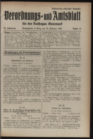 Verordnungsblatt der steiermärkischen Landesregierung 19410219 Seite: 1