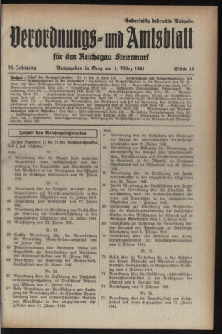 Verordnungsblatt der steiermärkischen Landesregierung 19410301 Seite: 1