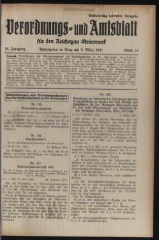 Verordnungsblatt der steiermärkischen Landesregierung 19410305 Seite: 1