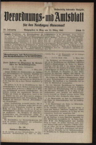 Verordnungsblatt der steiermärkischen Landesregierung 19410312 Seite: 1