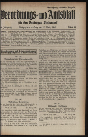 Verordnungsblatt der steiermärkischen Landesregierung 19410322 Seite: 1