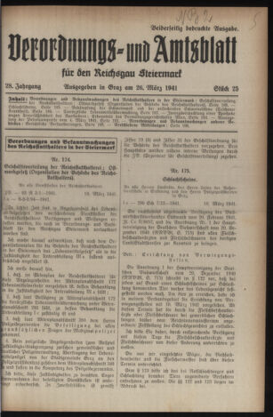 Verordnungsblatt der steiermärkischen Landesregierung 19410326 Seite: 1