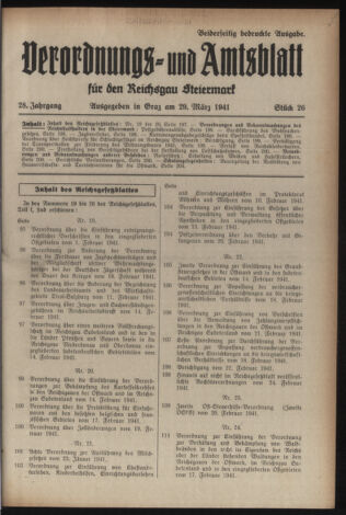 Verordnungsblatt der steiermärkischen Landesregierung 19410329 Seite: 1