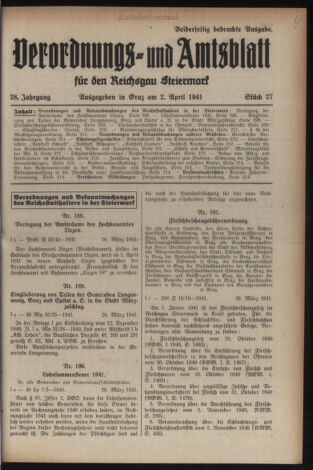 Verordnungsblatt der steiermärkischen Landesregierung 19410402 Seite: 1