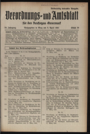 Verordnungsblatt der steiermärkischen Landesregierung 19410409 Seite: 1