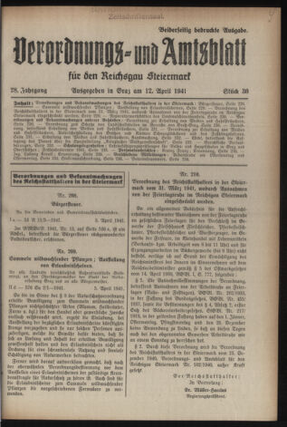 Verordnungsblatt der steiermärkischen Landesregierung 19410412 Seite: 1