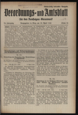 Verordnungsblatt der steiermärkischen Landesregierung 19410416 Seite: 1