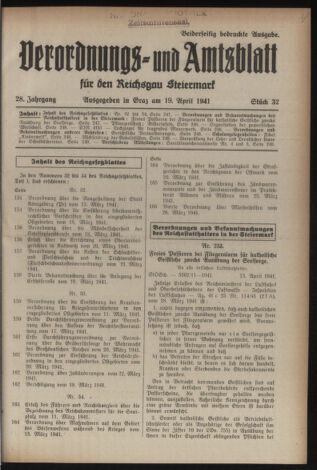 Verordnungsblatt der steiermärkischen Landesregierung 19410419 Seite: 1